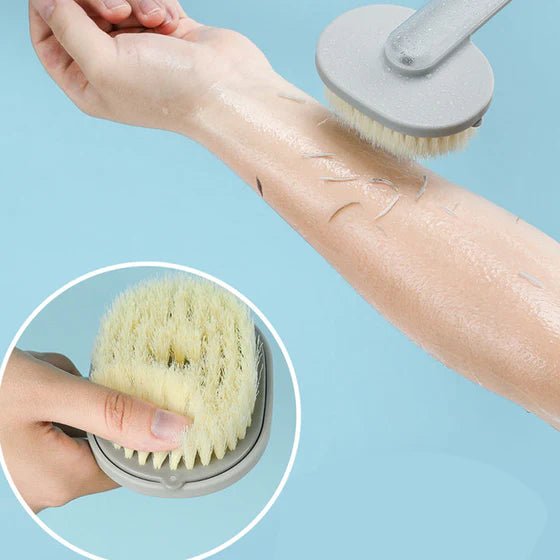 Avtagbar badmassageborste med långt handtag