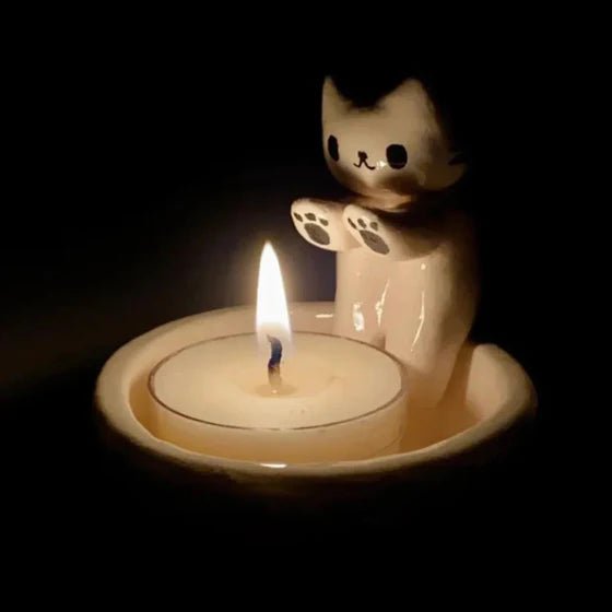 Söt Katt Ljusstake | bedårande dekoraccent