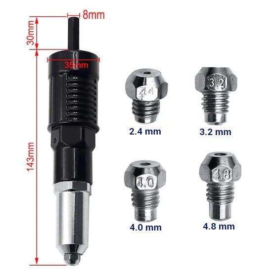 Professionell nitpistolset 🛠Med 4 st olika munstycksskruvar