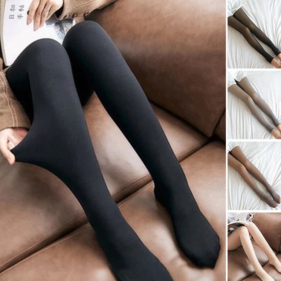 Felfria ben fejkade genomskinliga varma mjuka fodrade elastiska tights