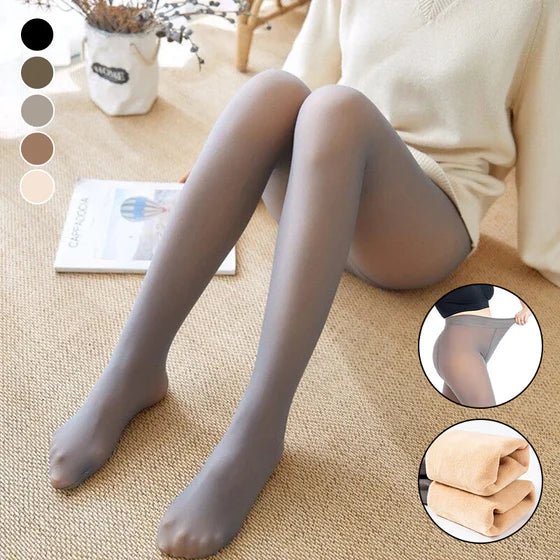 Felfria ben fejkade genomskinliga varma mjuka fodrade elastiska tights